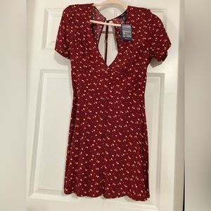 Woven Floral Red Dress